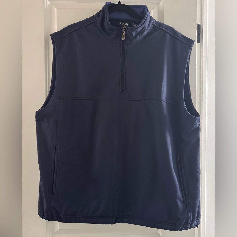 Ping Collection Menβs Golf Vest XL Fleece Insulated 1/4 Zip Performance Navy